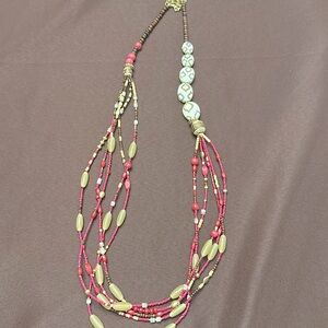 Chico’s 18 inch pink multi-stranded necklace